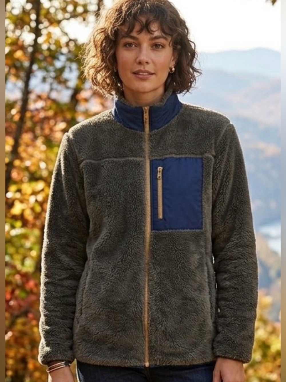 Tommy Bahama Color block Fleece dark olive with blue and gold trim
